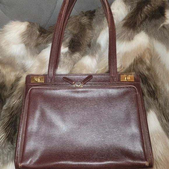 Gucci Burgundy Leather Twist Lock Satchel Handbag Vintage Authentic Rare - Picture 10 of 15